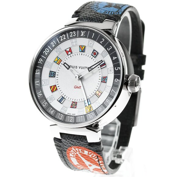 LOUIS VUITTON Tambour Moon QA096 Dual time Silver Dial Quartz Men's Watch_819489 - Picture 3 of 7